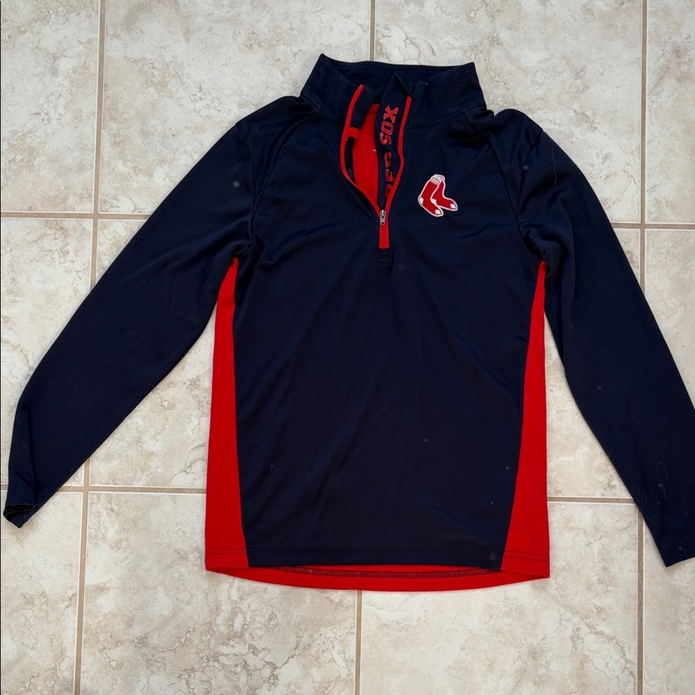 Red and Navy Quarter-Zip Pullover